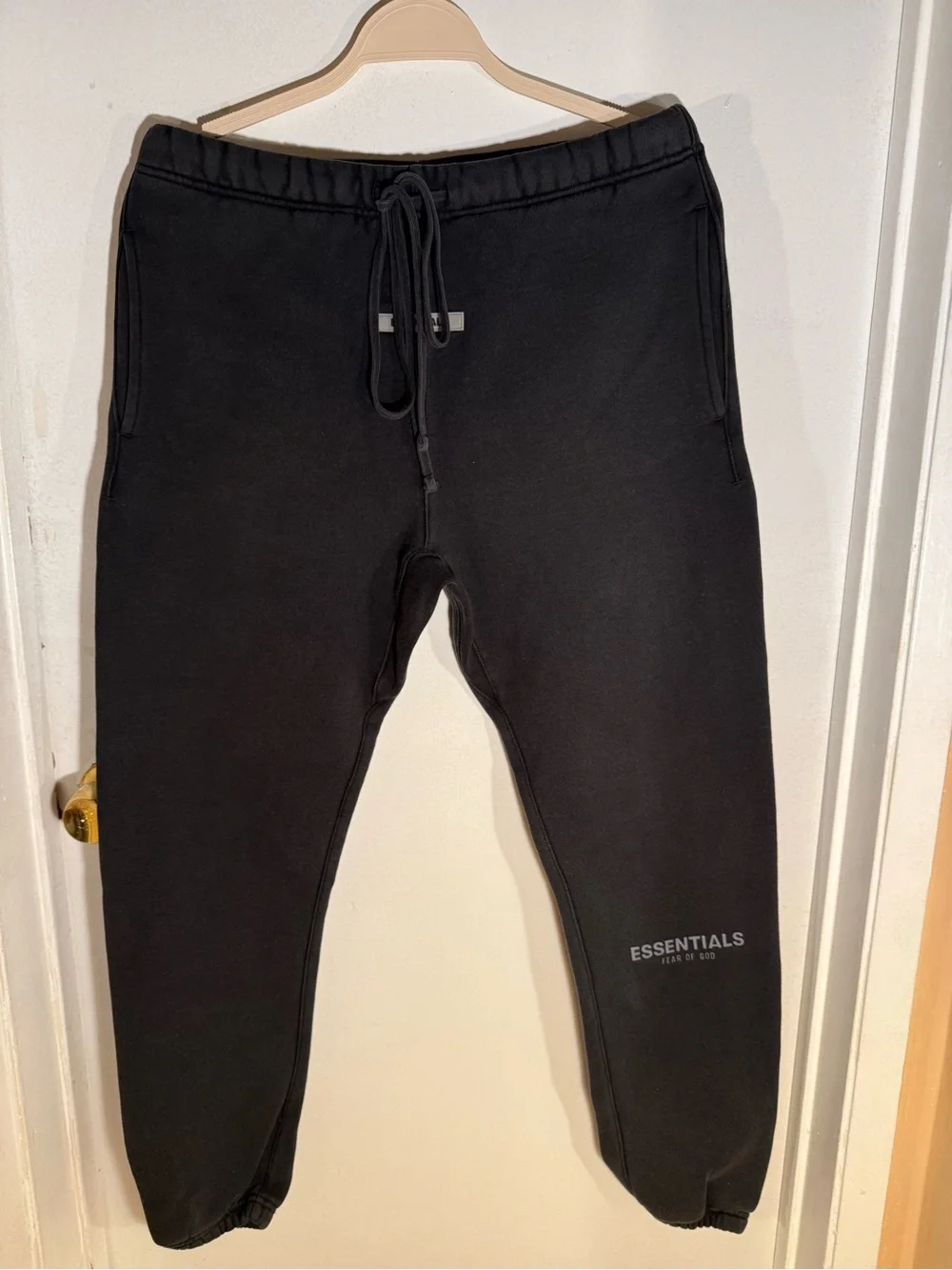 ESSENTIALS Men's Black Fleece Joggers with Drawstring
